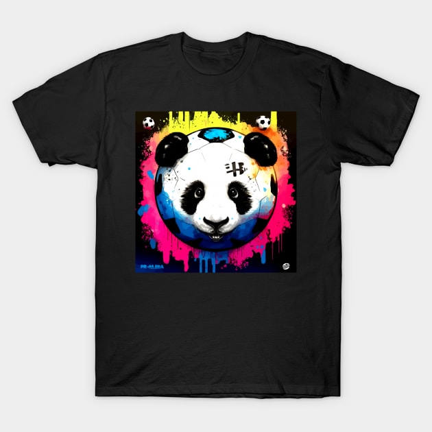 Panda Soccer Ball - Soccer Futball Football - Graphiti Art Graphic Paint T-Shirt by MaystarUniverse